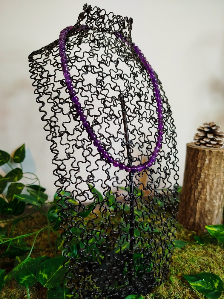 Collier pierres naturelles Améthyste 6mm