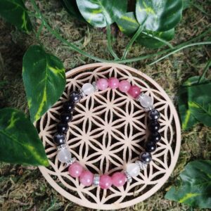 Lépidolite, Hématite, Tourmaline noire & Pierre de Lune