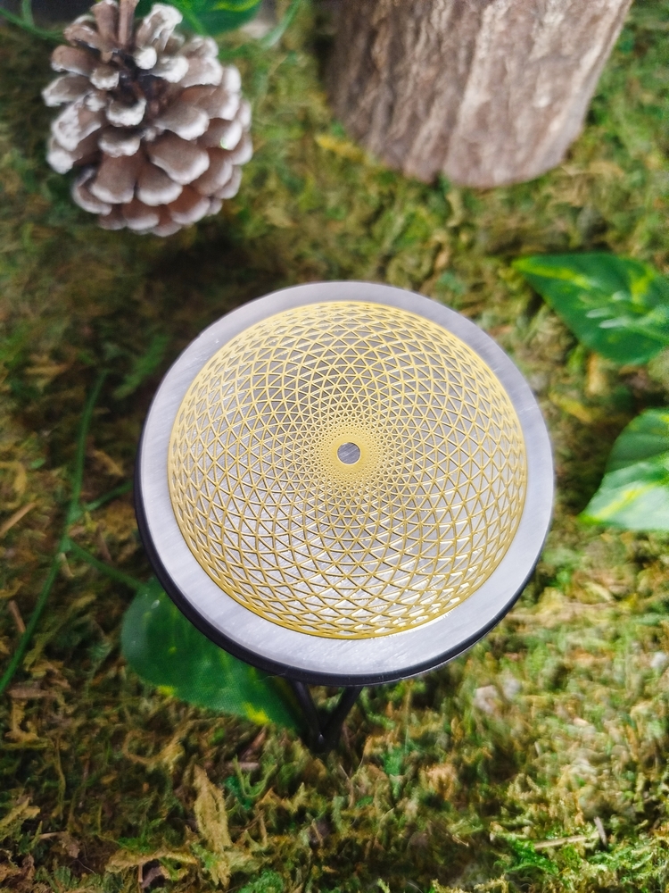 Plaque de Recharge pierres et bijoux en Sélénite motif doré Mandala