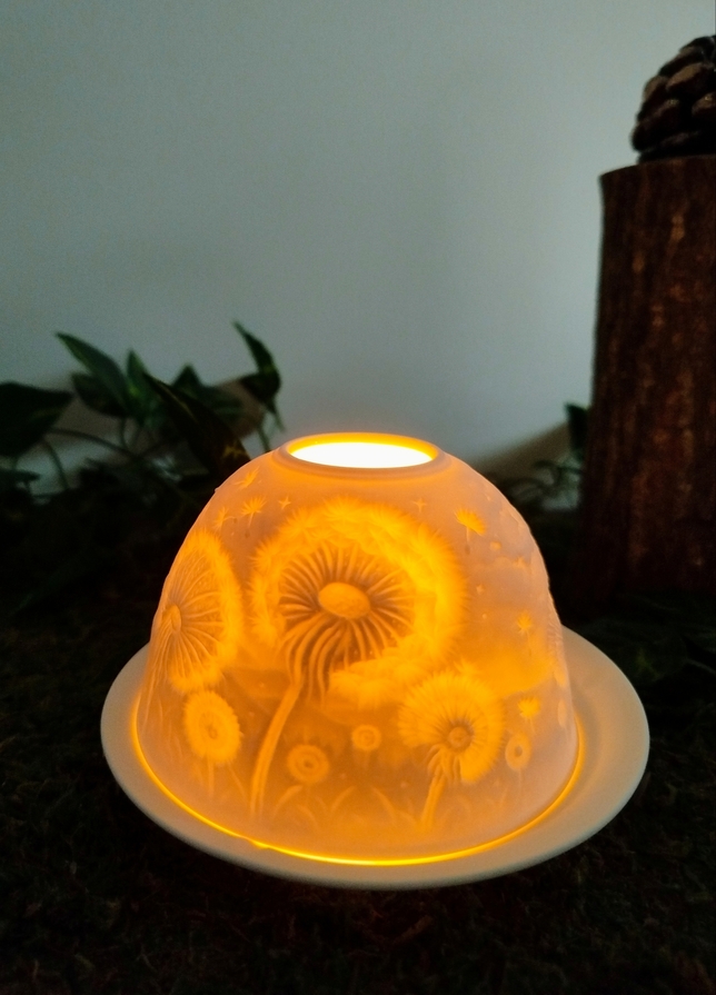 Support Bougie Chauffe-plat en porcelaine Modèle Pissenlit
