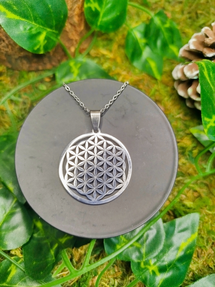 Collier de protection argenté fleur de vie