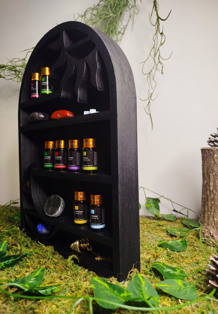 Étagère de rangement pour huiles essentielles, pierres et pendules