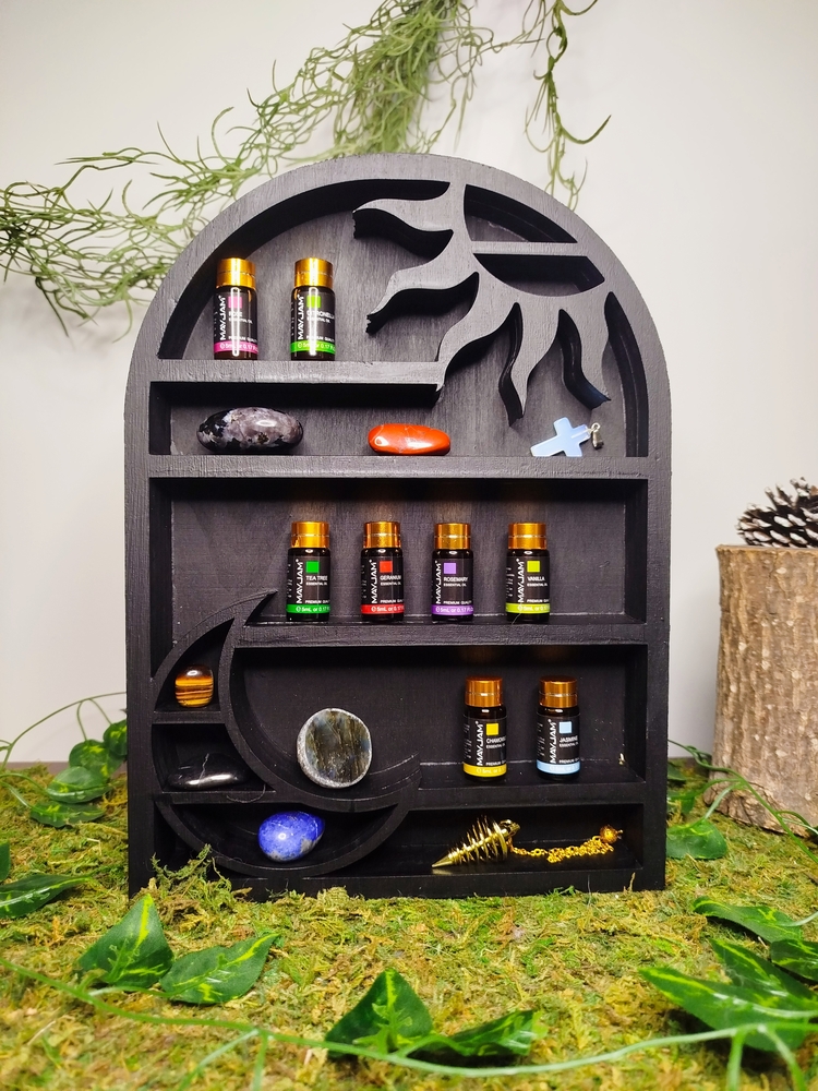 Étagère de rangement pour huiles essentielles, pierres et pendules