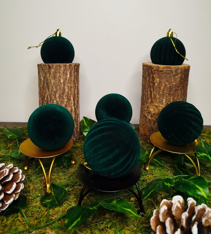 Boules de Sapin Velours - Vert pour décoration de Noël