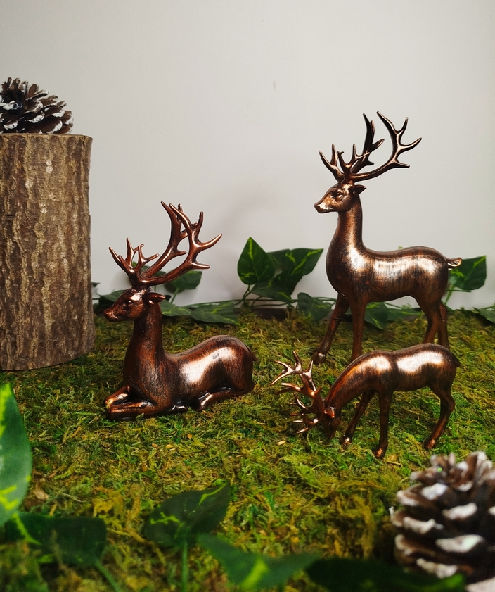 Cerfs décoratifs couleur bronze pour décoration de Noël