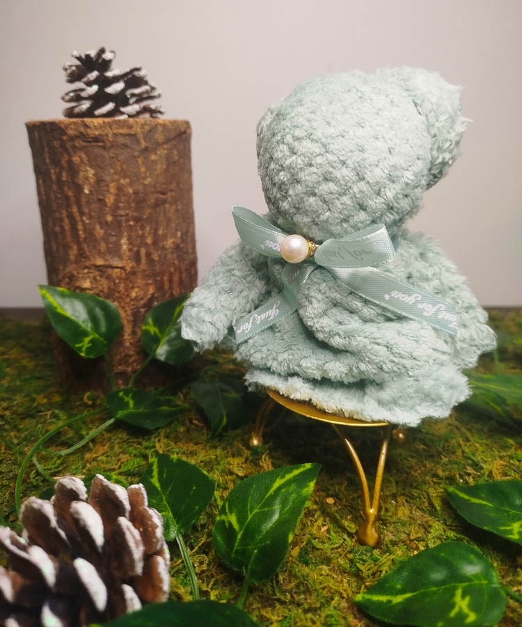 Doudou bébé tout doux vert d'eau – idée cadeau baby shower et naissance