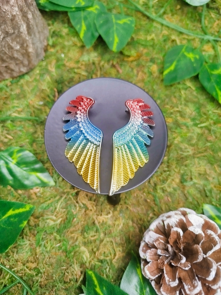 Boucles d'oreilles en formes d'ailes d'ange tricolores