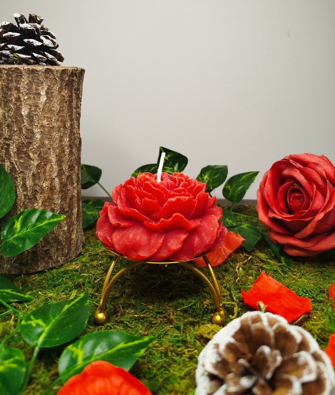 bougie création rose rouge parfumée