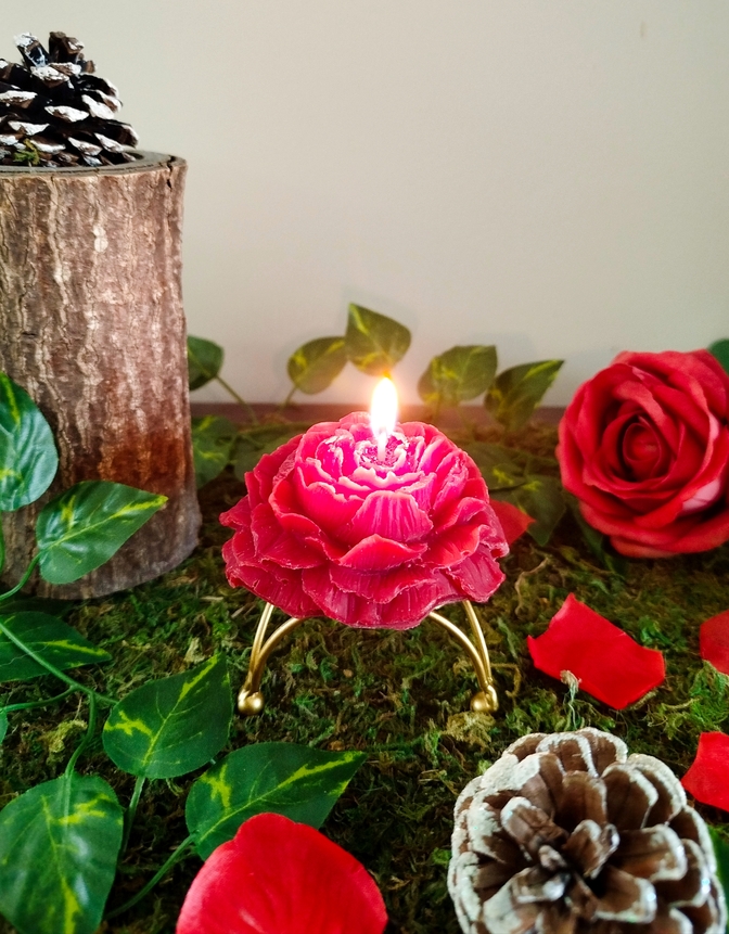 bougie création rose rouge parfumée