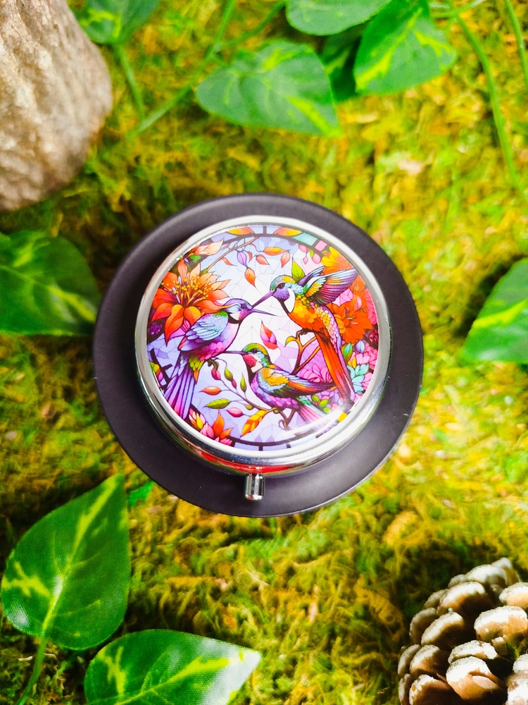 Boîte secrète ronde pour médicament ou bijoux avec miroir