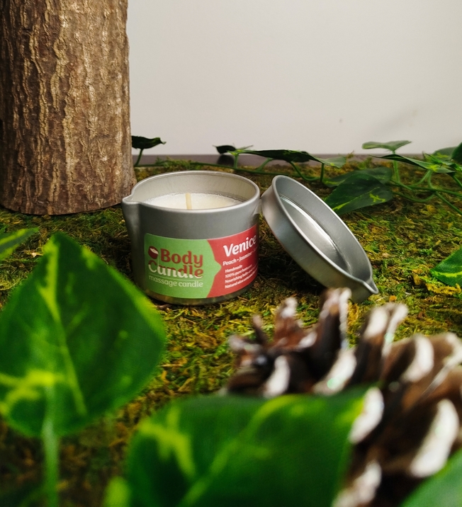 Bougie de massage Peche Jasmin Bois de Santal