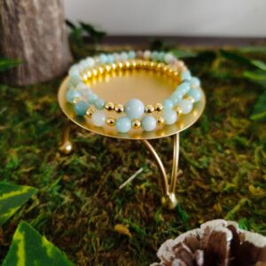 Duo de Bracelets Amazonite & Hématite Dorée