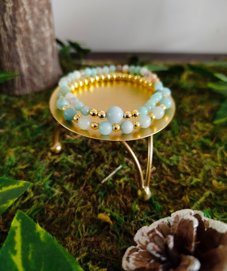 Duo bracelet Collection Les Sublimes Amazonite et hématite (1)