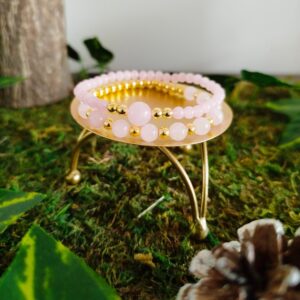 Duo de Bracelets Quartz Rose & Hématite Dorée