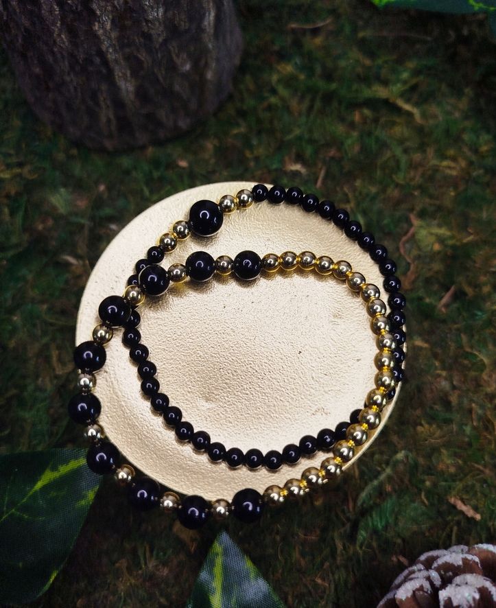Duo bracelet Collection Les Sublimes Tourmaline noire et Hématite (1)