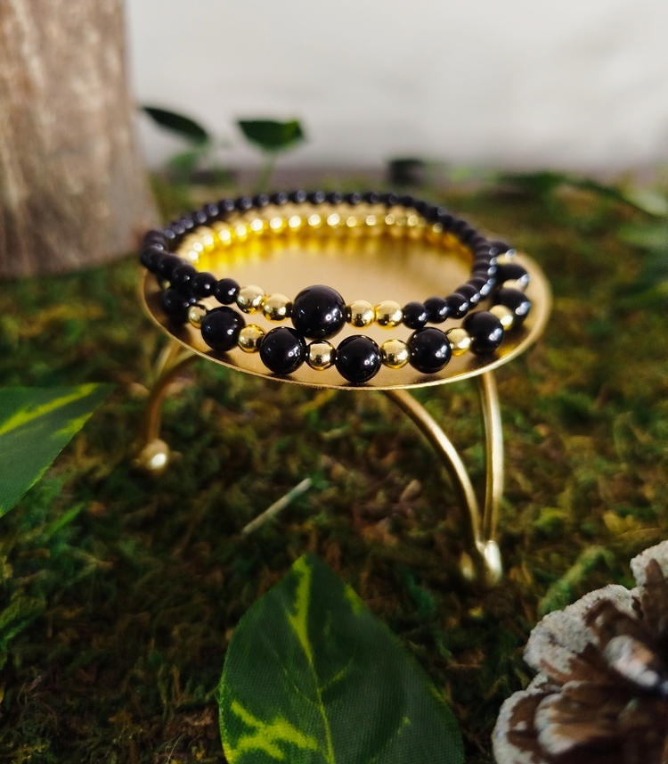 Duo bracelet Collection Les Sublimes Tourmaline noire et Hématite (1)